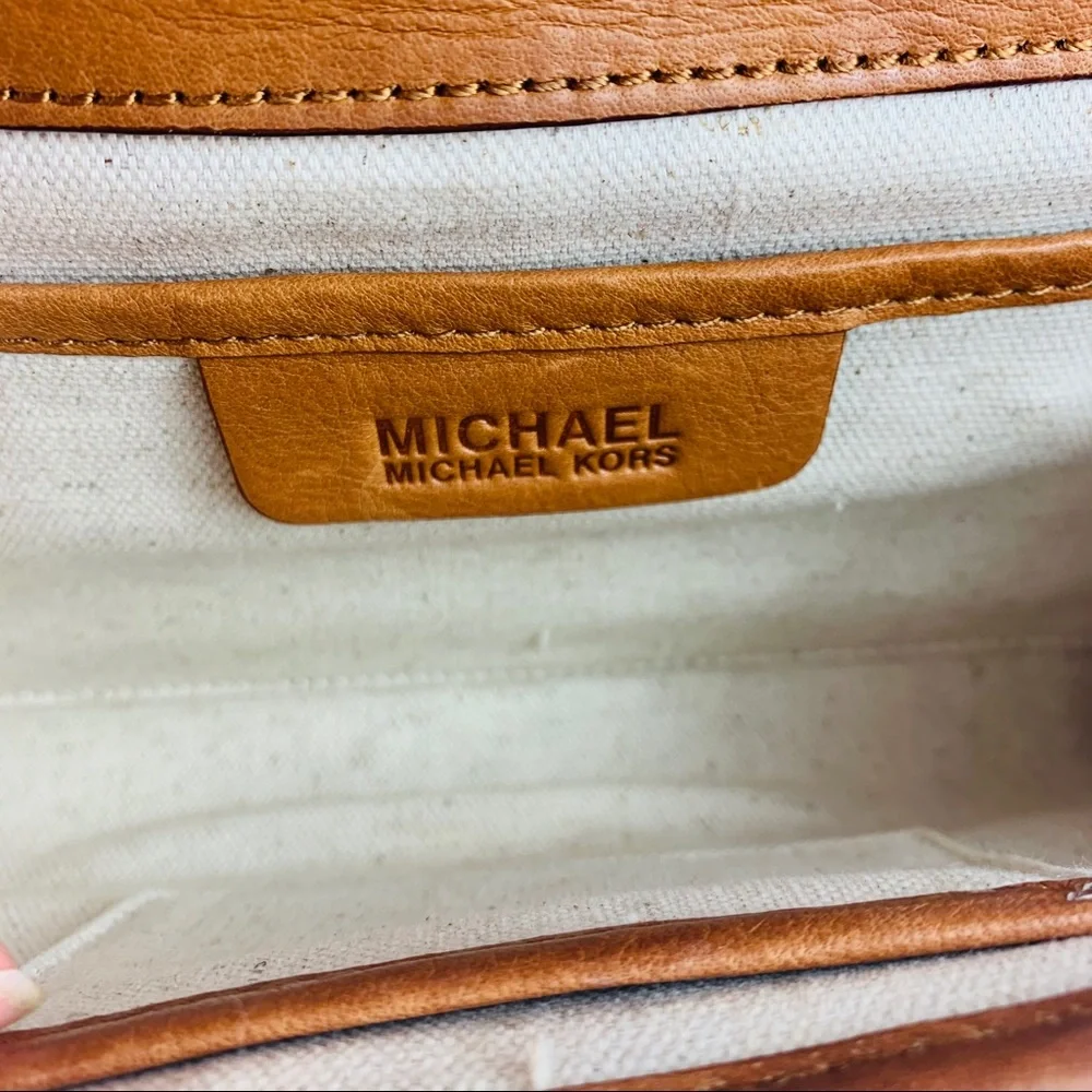 Michael Kors Tan Woven Straw Shoulder Bag with Gold Hardware